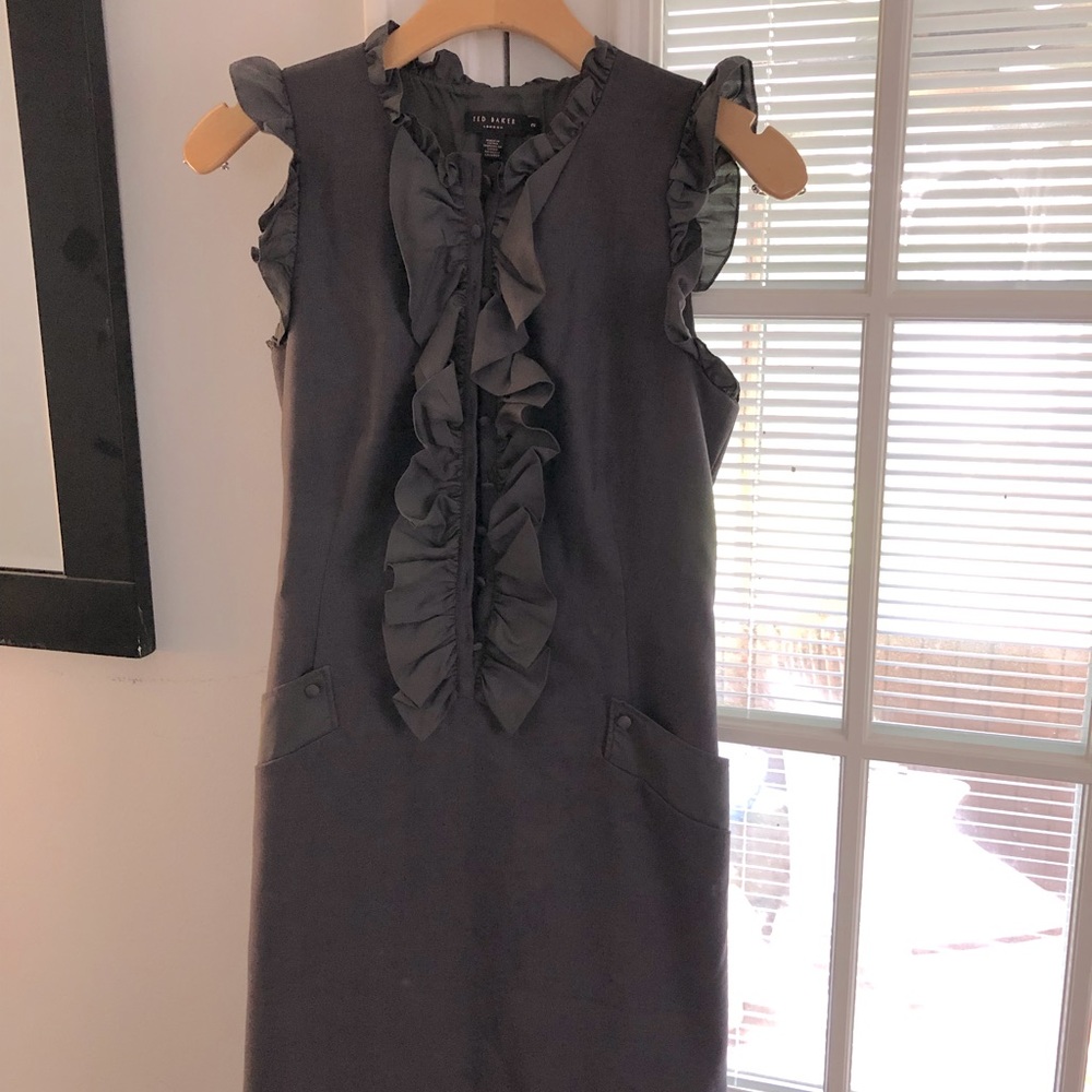 Ted Baker Size 2 dark grey dress, worn a few times! Gorgeous detailed buttons!